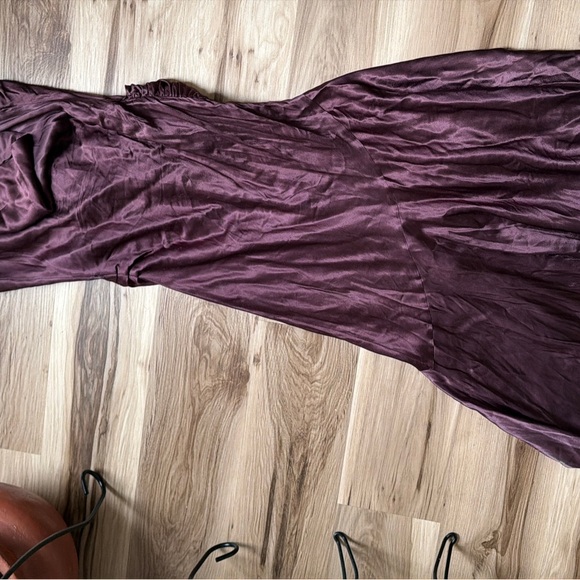 Meshki Deep Brown Satin Maxi Dress - Picture 8 of 12